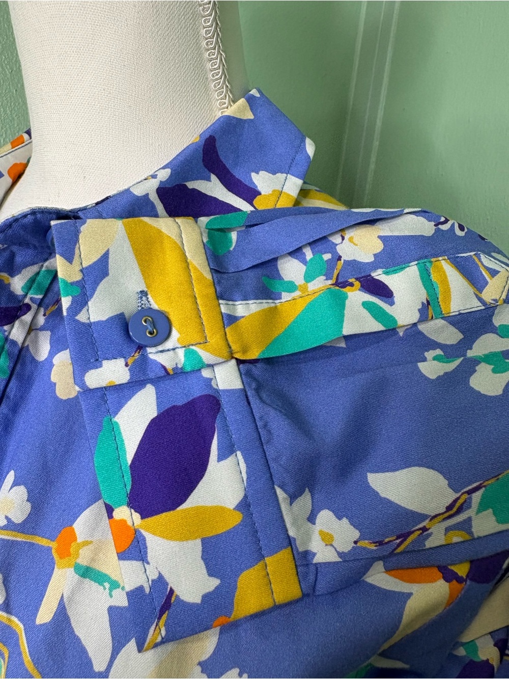 Tyler Boe Blue Floral Shirt Dress with Yellow & White Accents - Picture 6 of 10